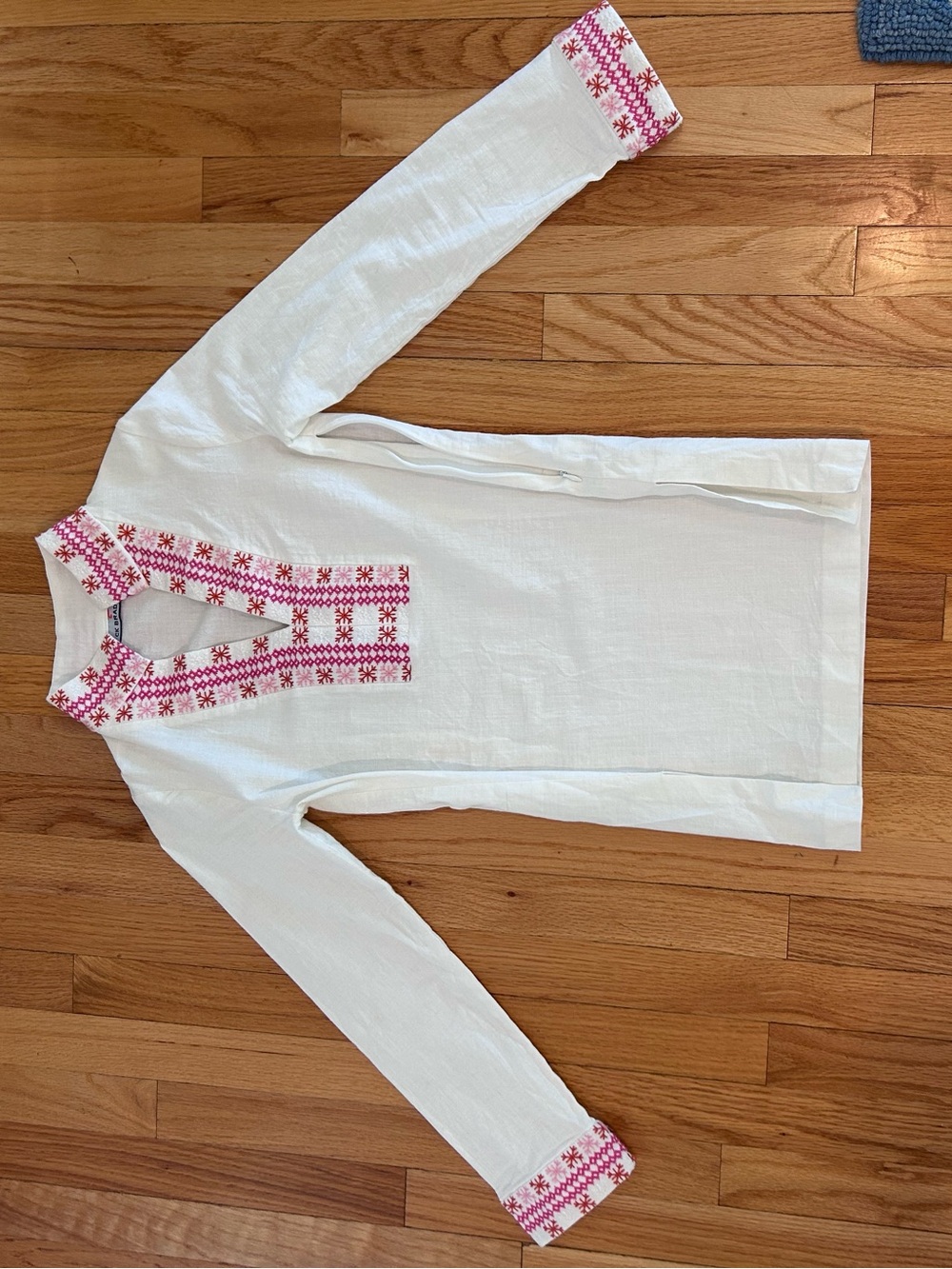 Women’s White Tunic with Pink Embroidery